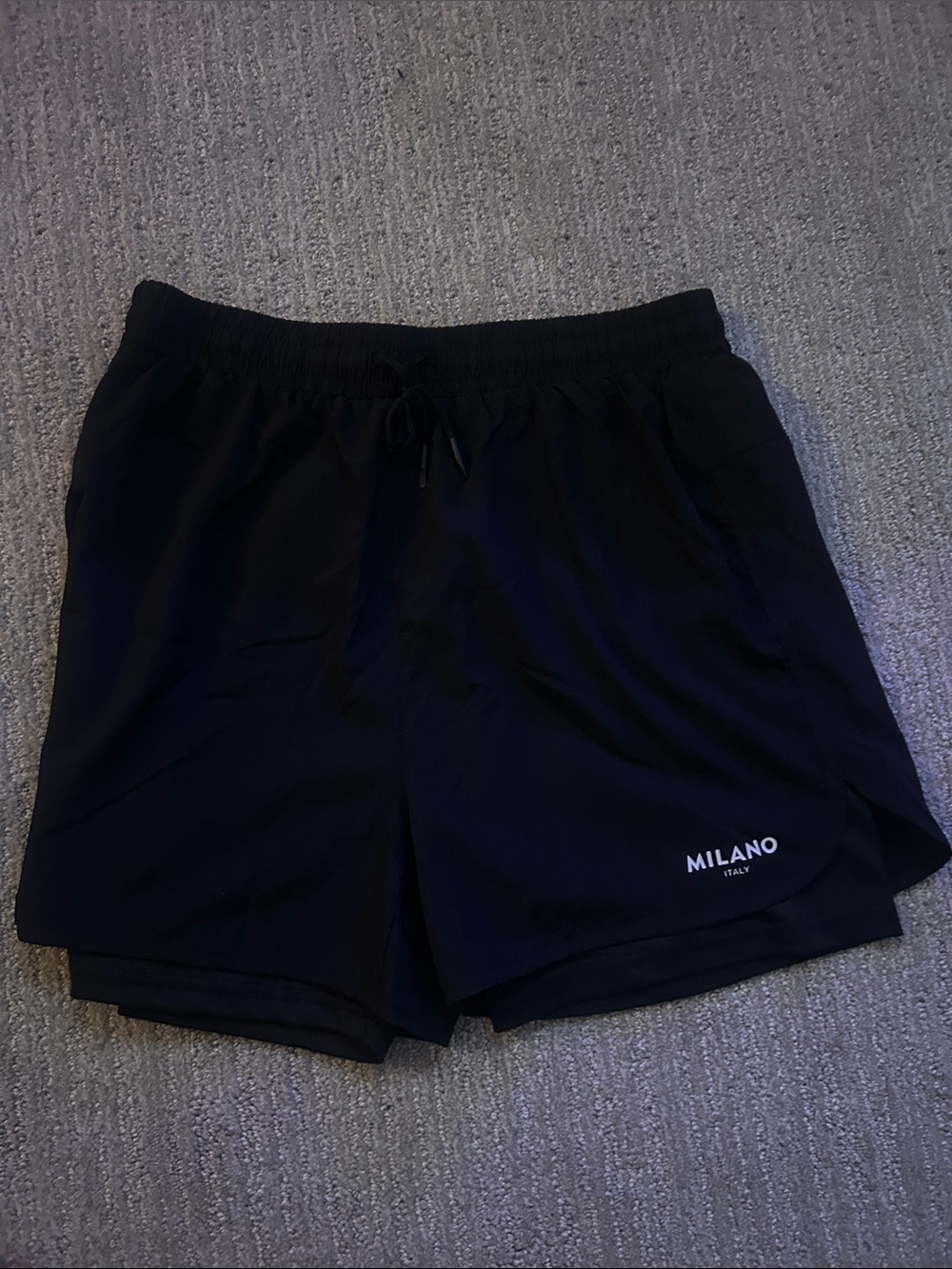 Milano Black Layered Athletic Drawstring Shorts